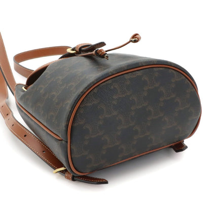 Celine Trio Mini Folco Backpack Leather Tan Brown Gold — view 5