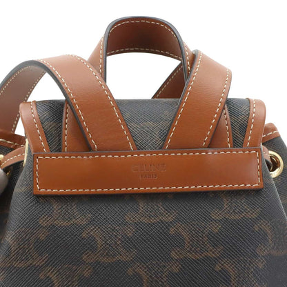Celine Trio Mini Folco Backpack Leather Tan Brown Gold — view 8
