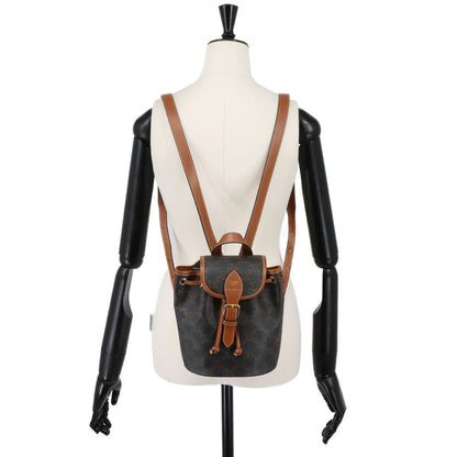 Celine Trio Mini Folco Backpack Leather Tan Brown Gold — view 9