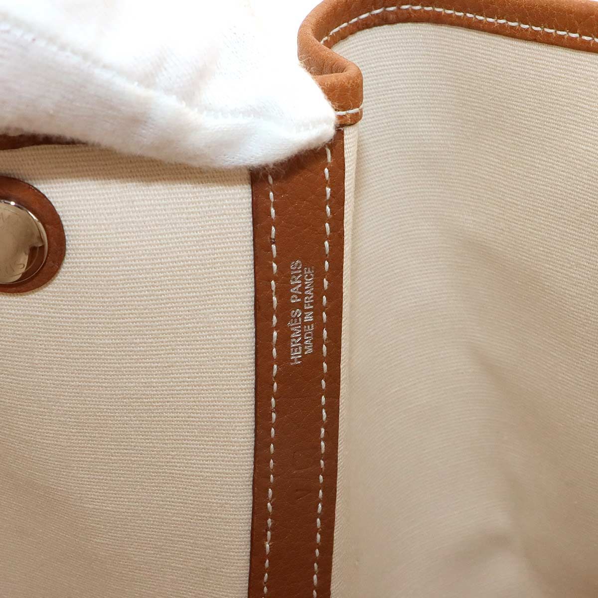 Hermes Garden Party 36 PM Tote Toile Officier Negonda Ecru Gold Silver — view 7