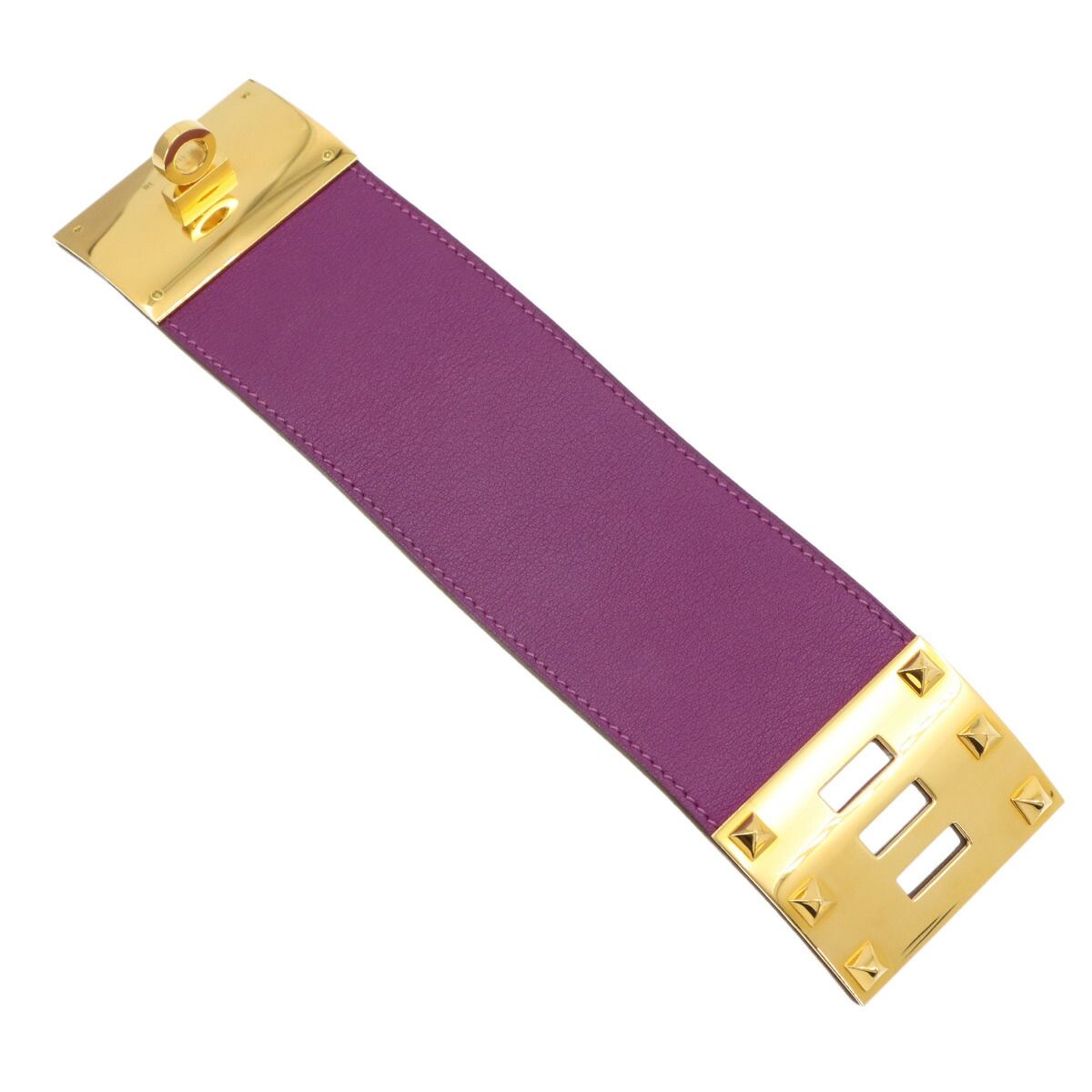 Hermes Tall Bangle Bracelet Swift Anemone Gold Kelly — view 5