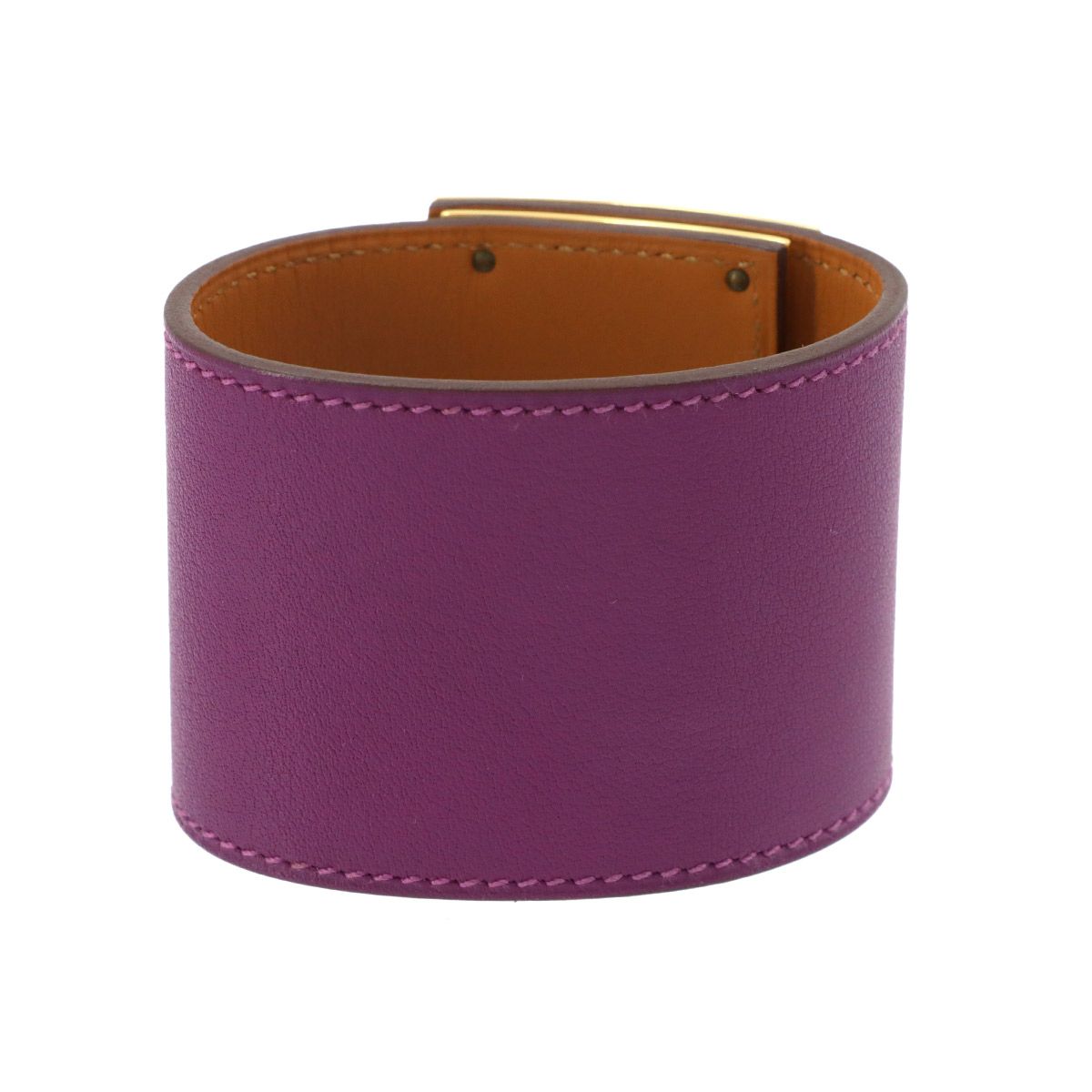 Hermes Tall Bangle Bracelet Swift Anemone Gold Kelly — view 2