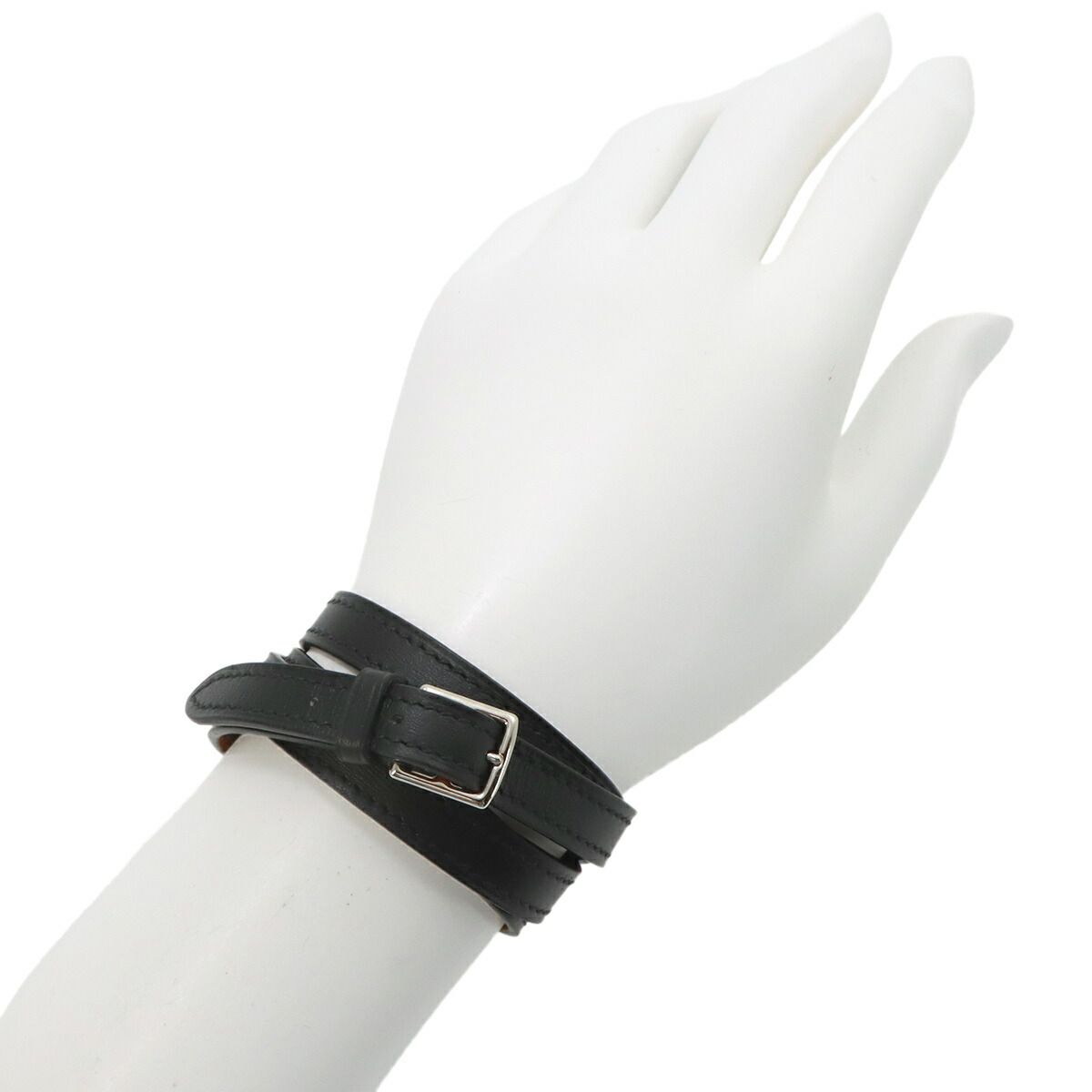 Hermes Etriviere Bracelet Leather Black Silver — view 6