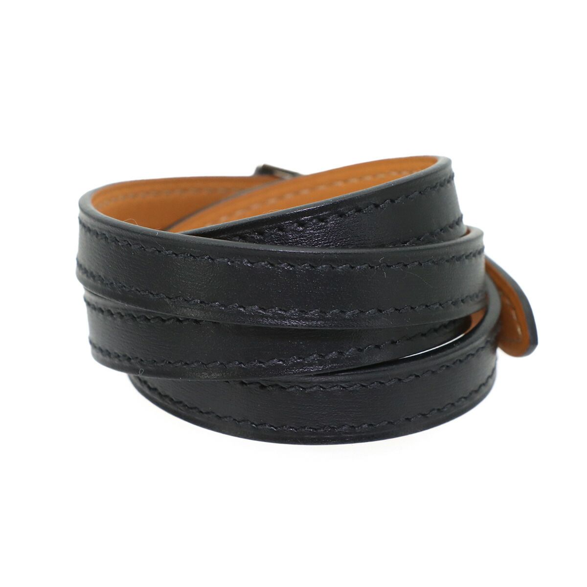 Hermes Etriviere Bracelet Leather Black Silver — view 2