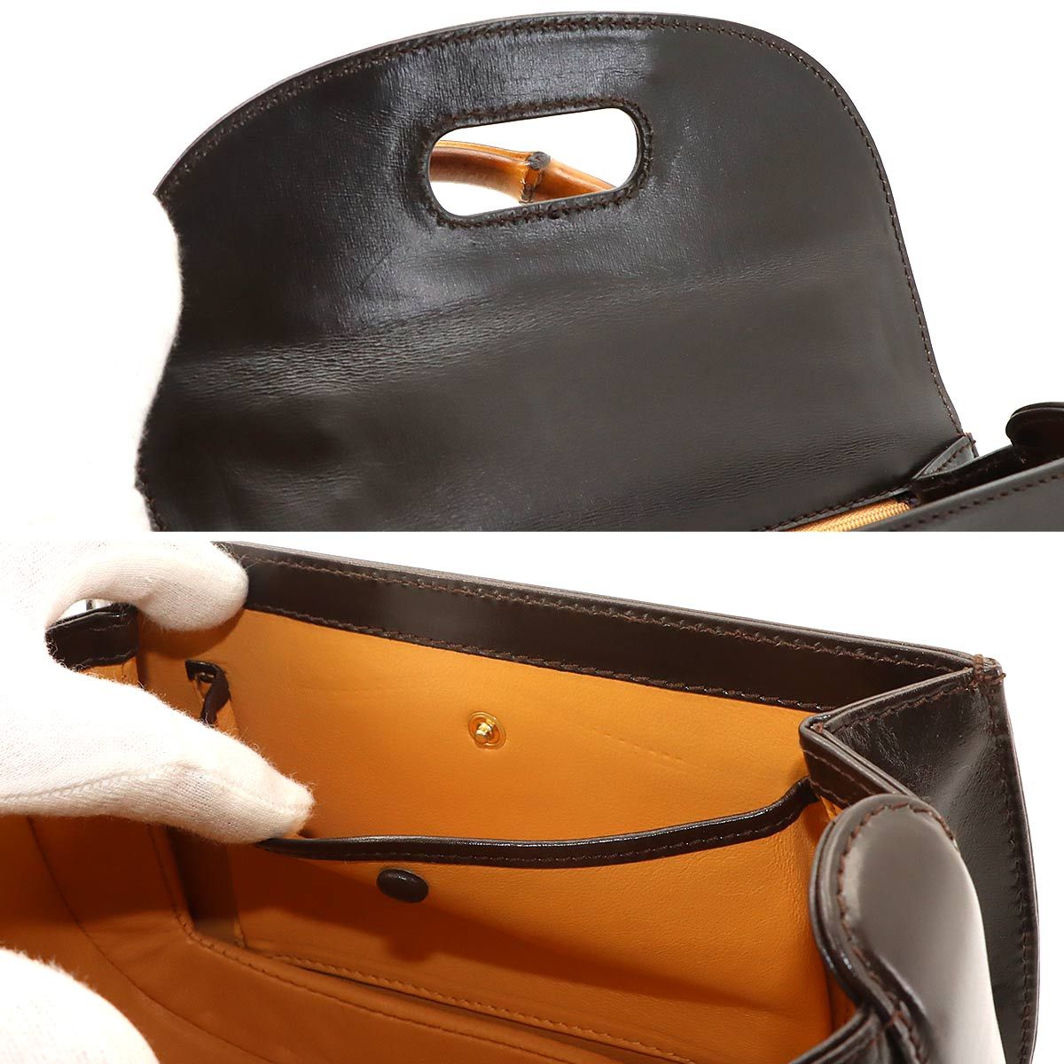 Gucci Bamb 2-Way Bag Leather Brown 000 Gold Vintage — view 9