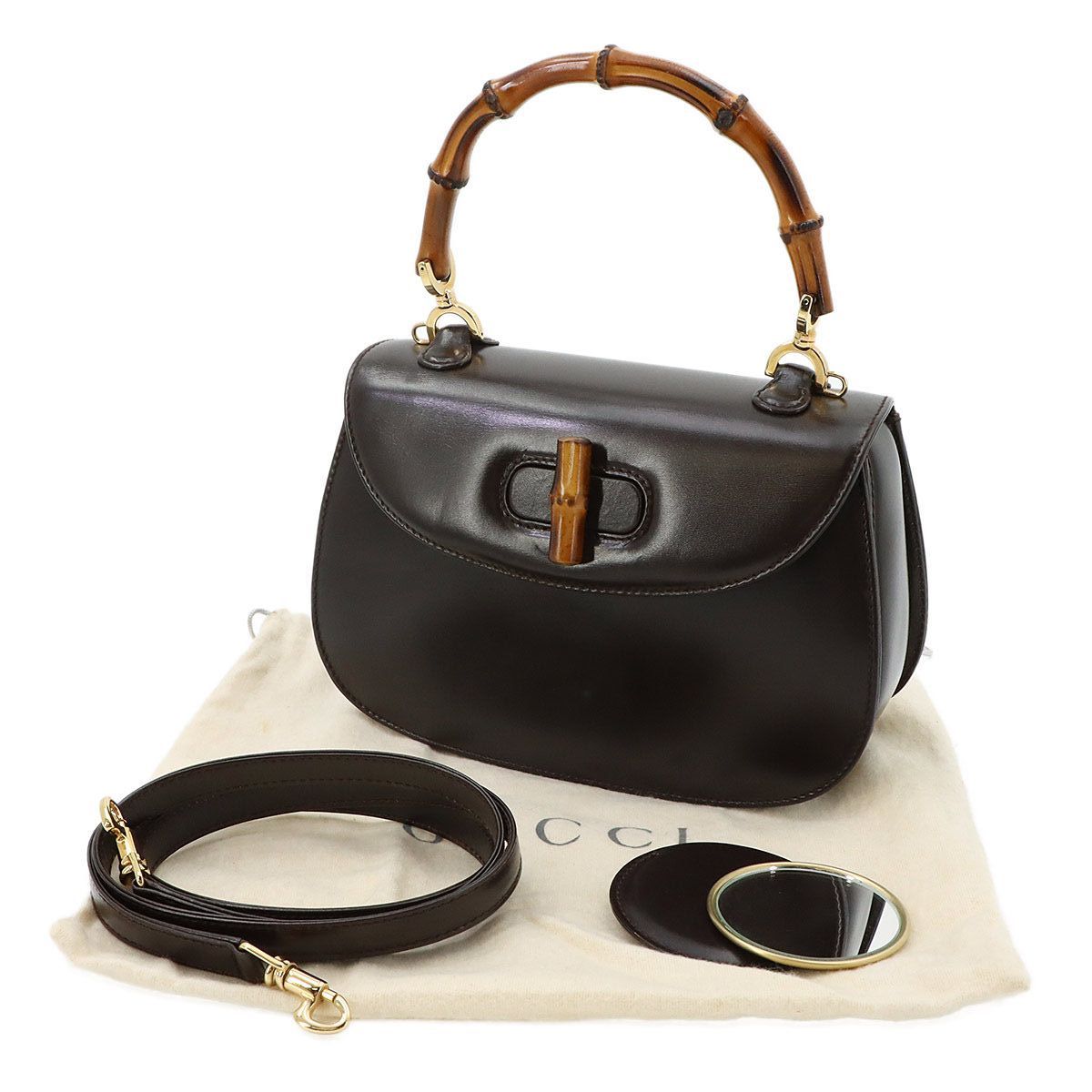 Gucci Bamb 2-Way Bag Leather Brown 000 Gold Vintage — view 2