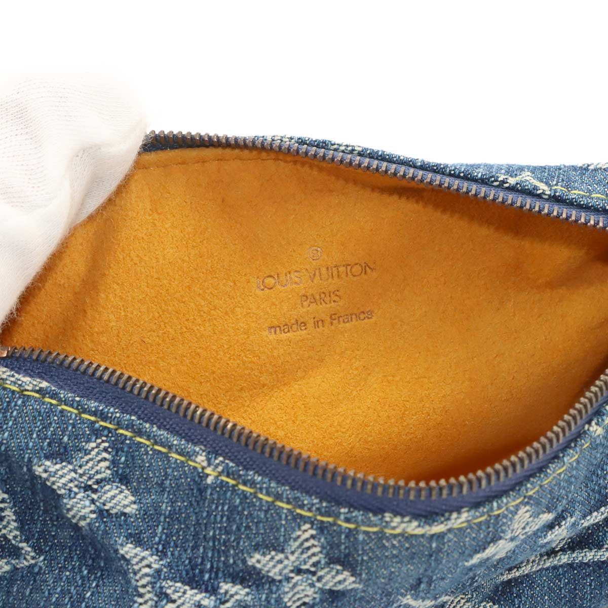 Louis Vuitton Monogram Denim Trousse Speedy GM Pouch Blue Gold — view 6