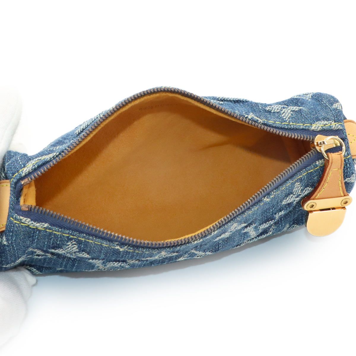 Louis Vuitton Monogram Denim Trousse Speedy GM Pouch Blue Gold — view 5