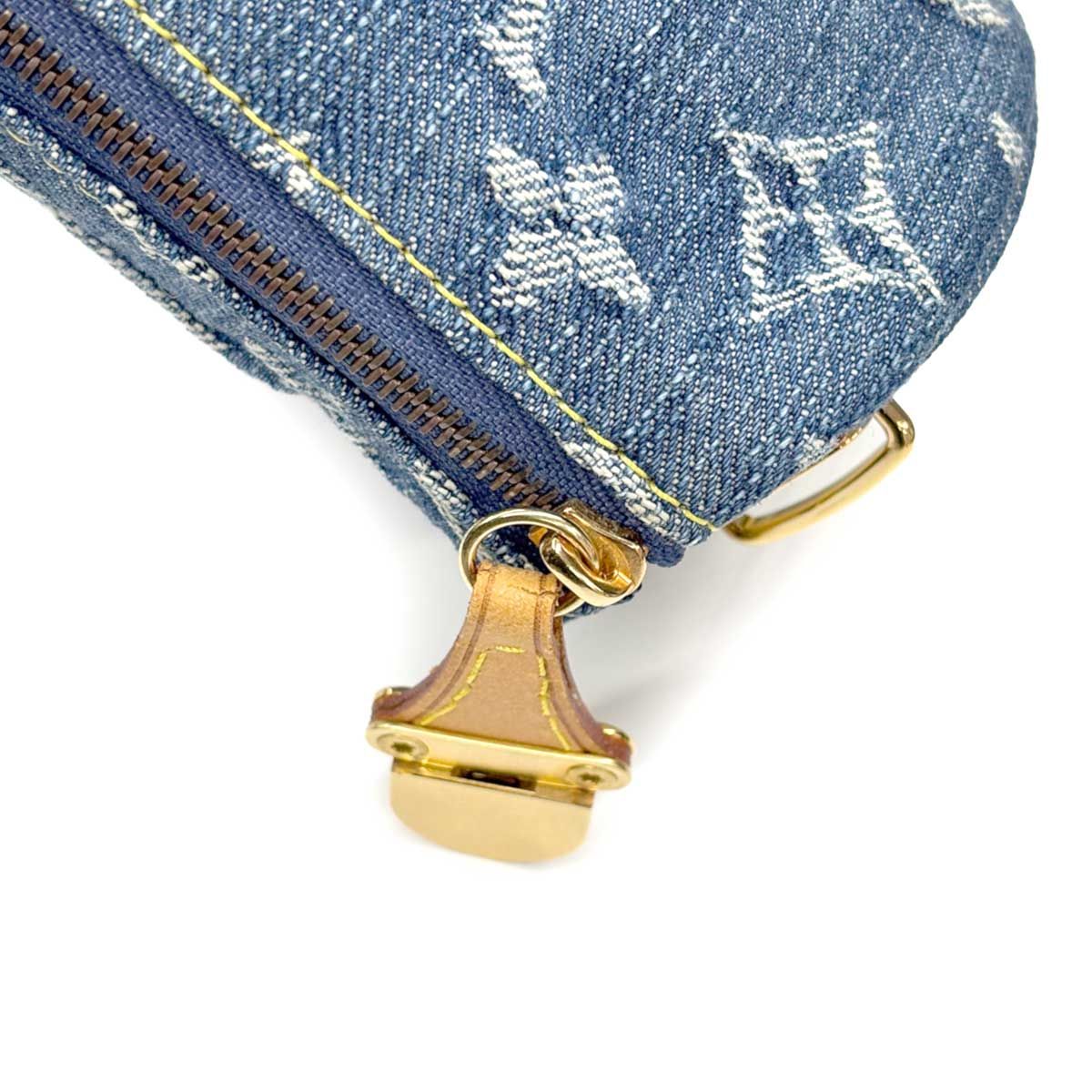 Louis Vuitton Monogram Denim Trousse Speedy GM Pouch Blue Gold — view 8
