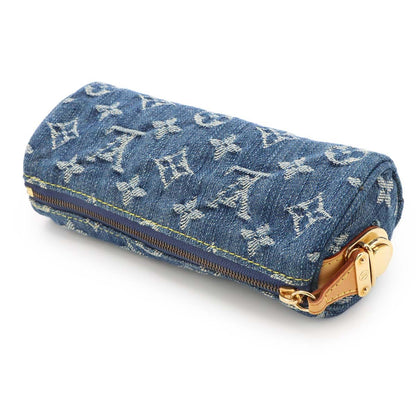 Louis Vuitton Monogram Denim Trousse Speedy GM Pouch Blue Gold — view 4