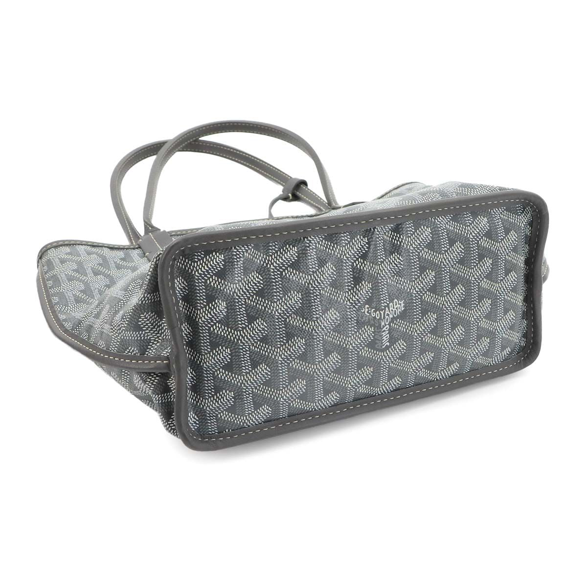 Goyard Anjou Mini Reversible Tote Leather Herringbone Gray — view 3