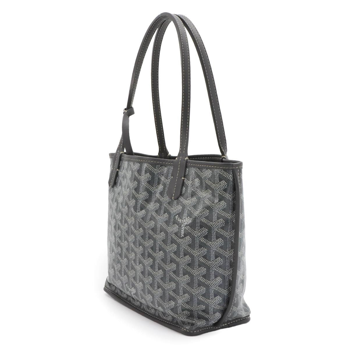 Goyard Anjou Mini Reversible Tote Leather Herringbone Gray — view 2