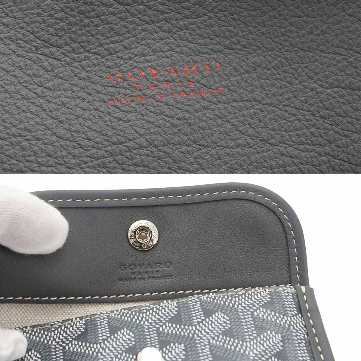 Goyard Anjou Mini Reversible Tote Leather Herringbone Gray — view 8