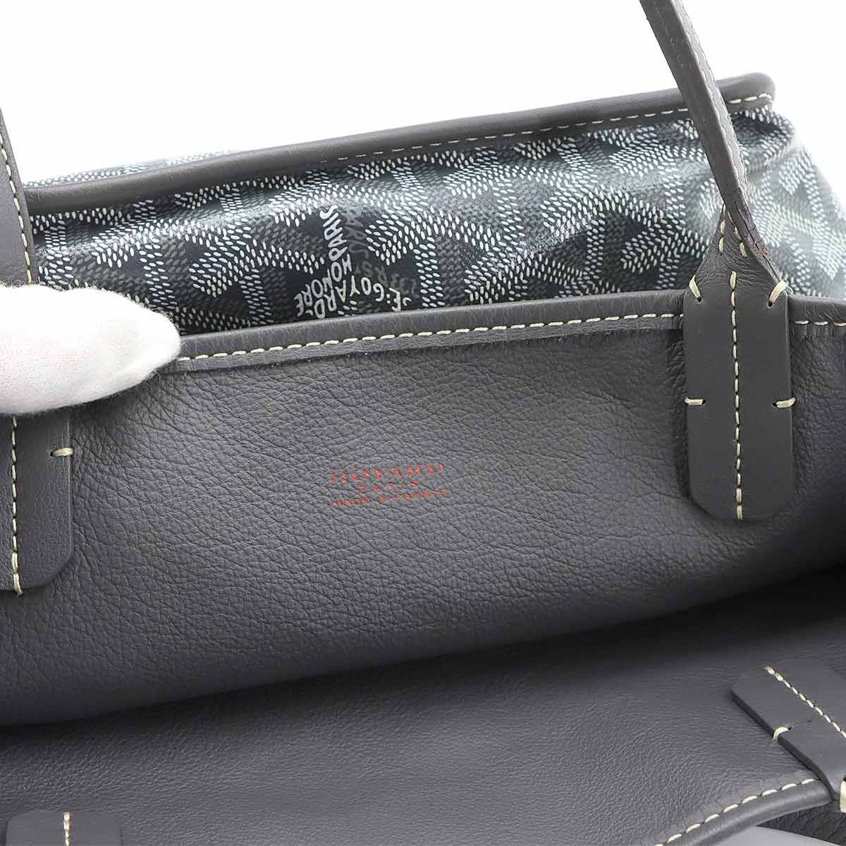 Goyard Anjou Mini Reversible Tote Leather Herringbone Gray — view 6