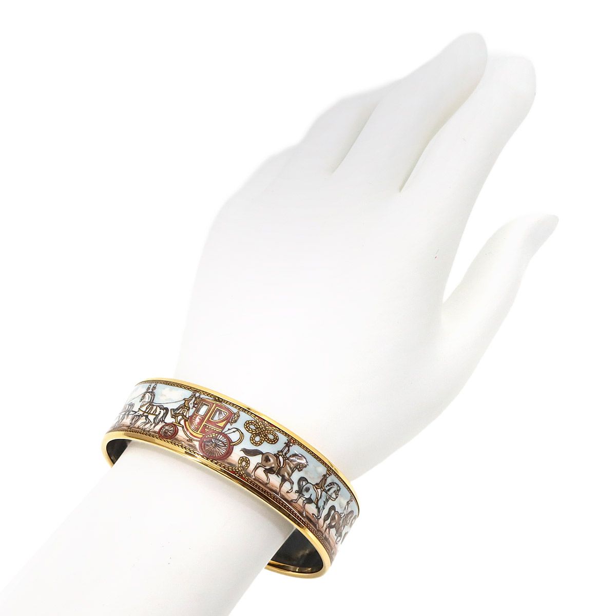 Hermes Enamel GM Bangle Bracelet Multi Color Gold Email GM — view 5