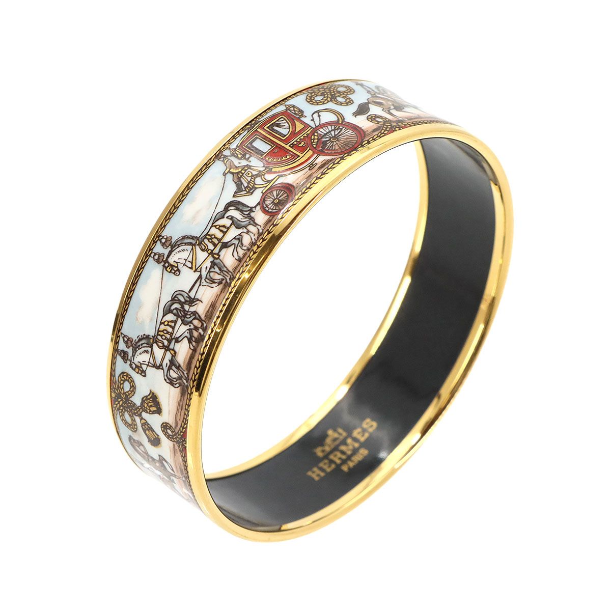 Hermes Enamel GM Bangle Bracelet Multi Color Gold Email GM — view 3