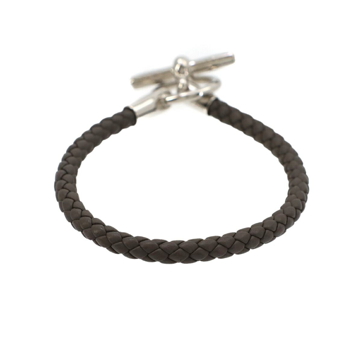 Hermes Glenan Bracelet Leather Gray Silver — view 2
