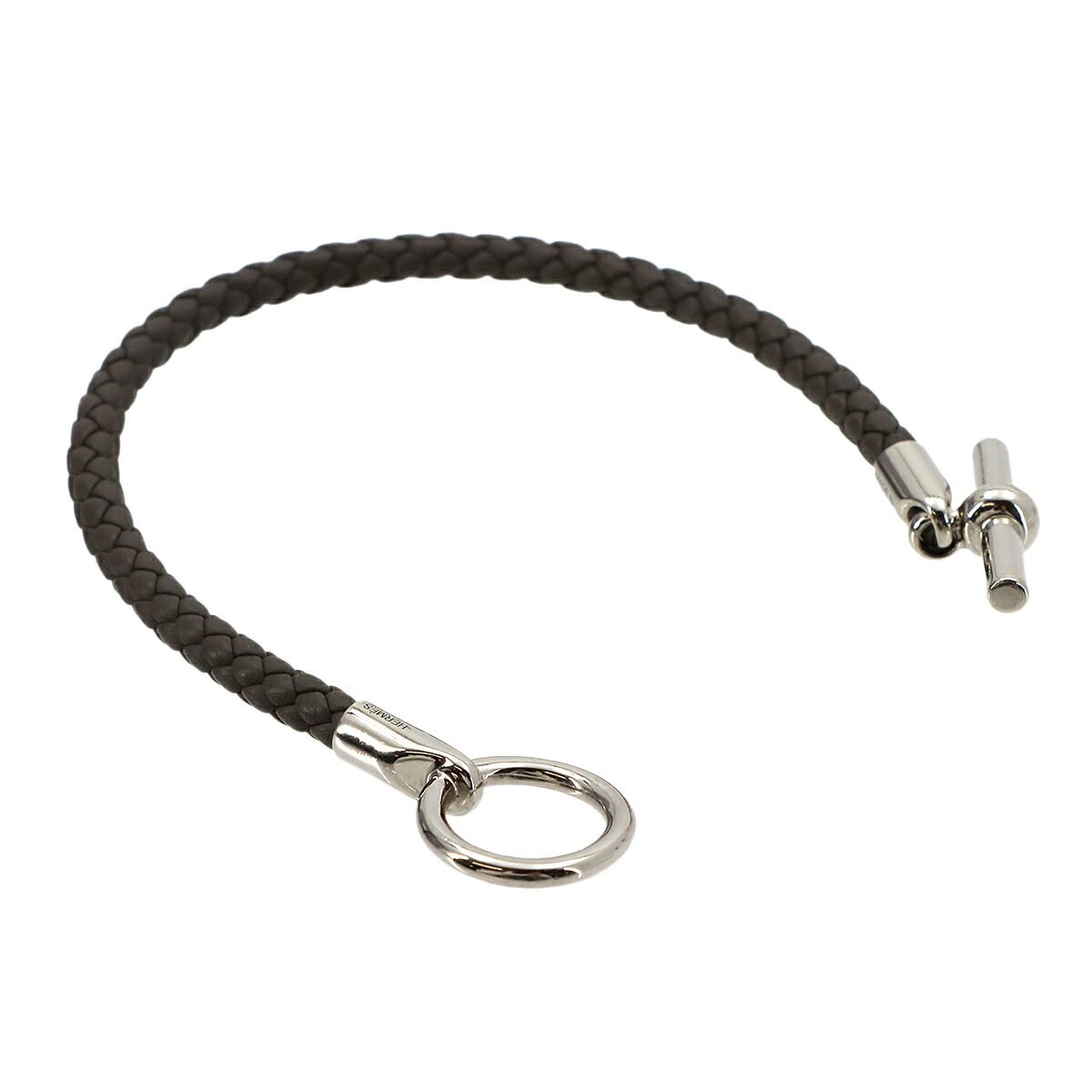 Hermes Glenan Bracelet Leather Gray Silver — view 4