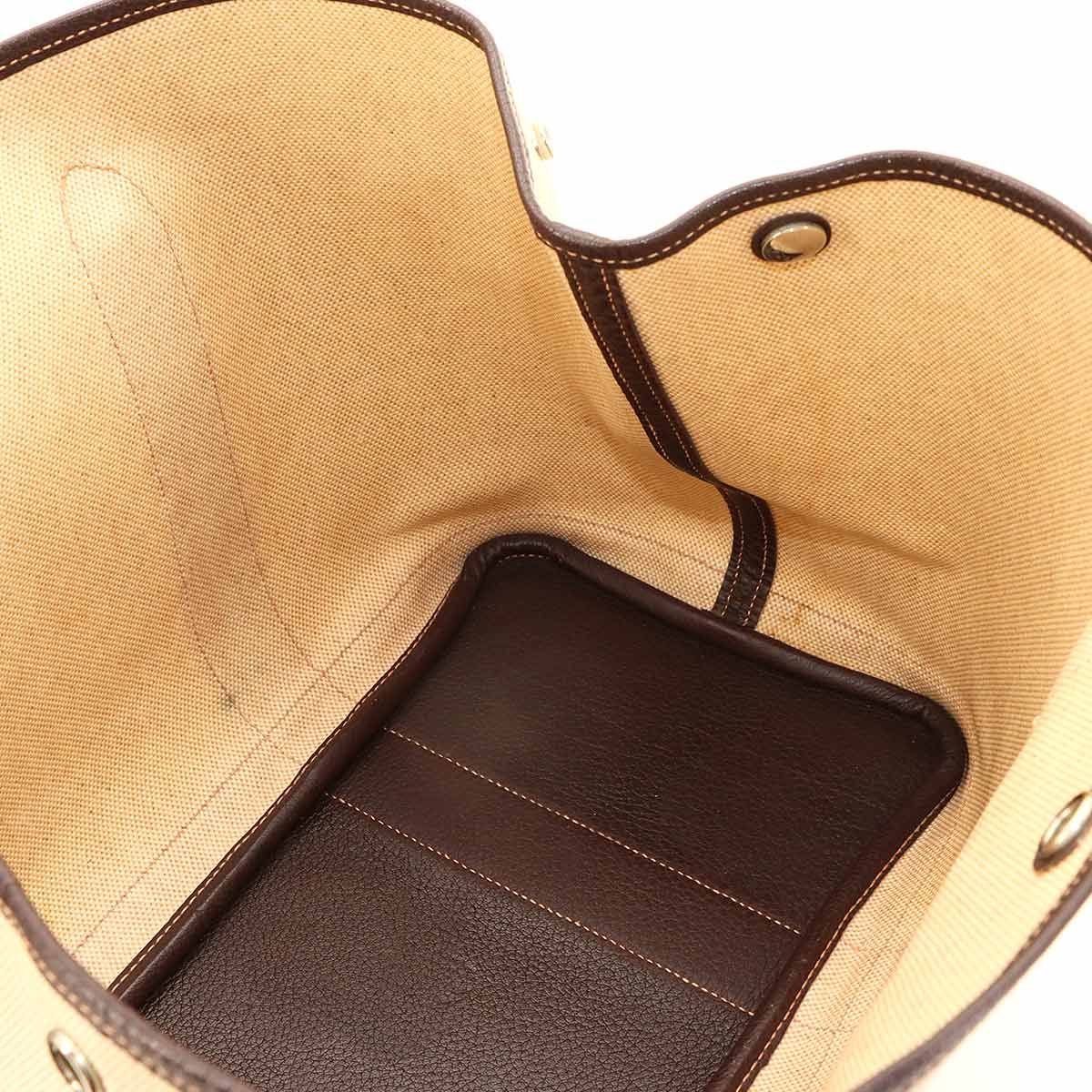Hermes Garden Party 36 PM Tote Toile Ash Leather Natural Brown — view 9