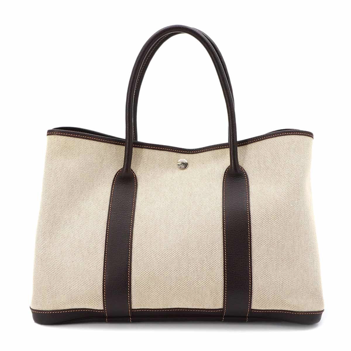 Hermes Garden Party 36 PM Tote Toile Ash Leather Natural Brown — view 2
