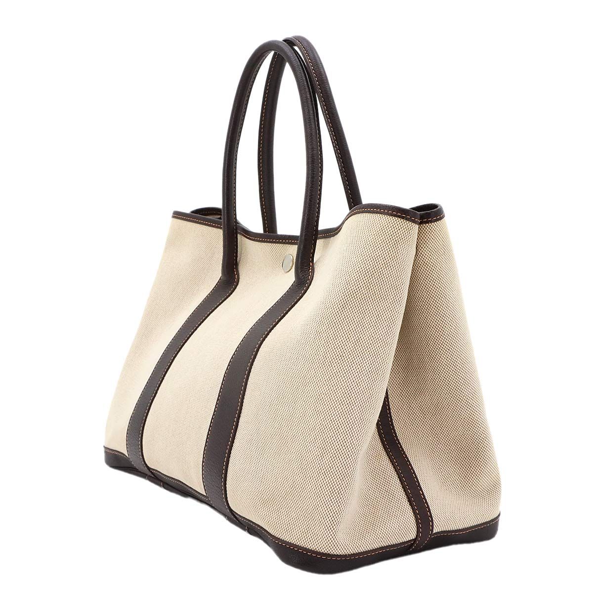 Hermes Garden Party 36 PM Tote Toile Ash Leather Natural Brown — view 3