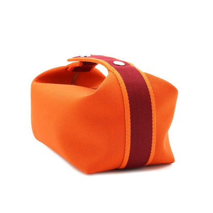 Hermes Bride-a-Brac PM Hand Bag Toile Ash Orange Rouge — view 4