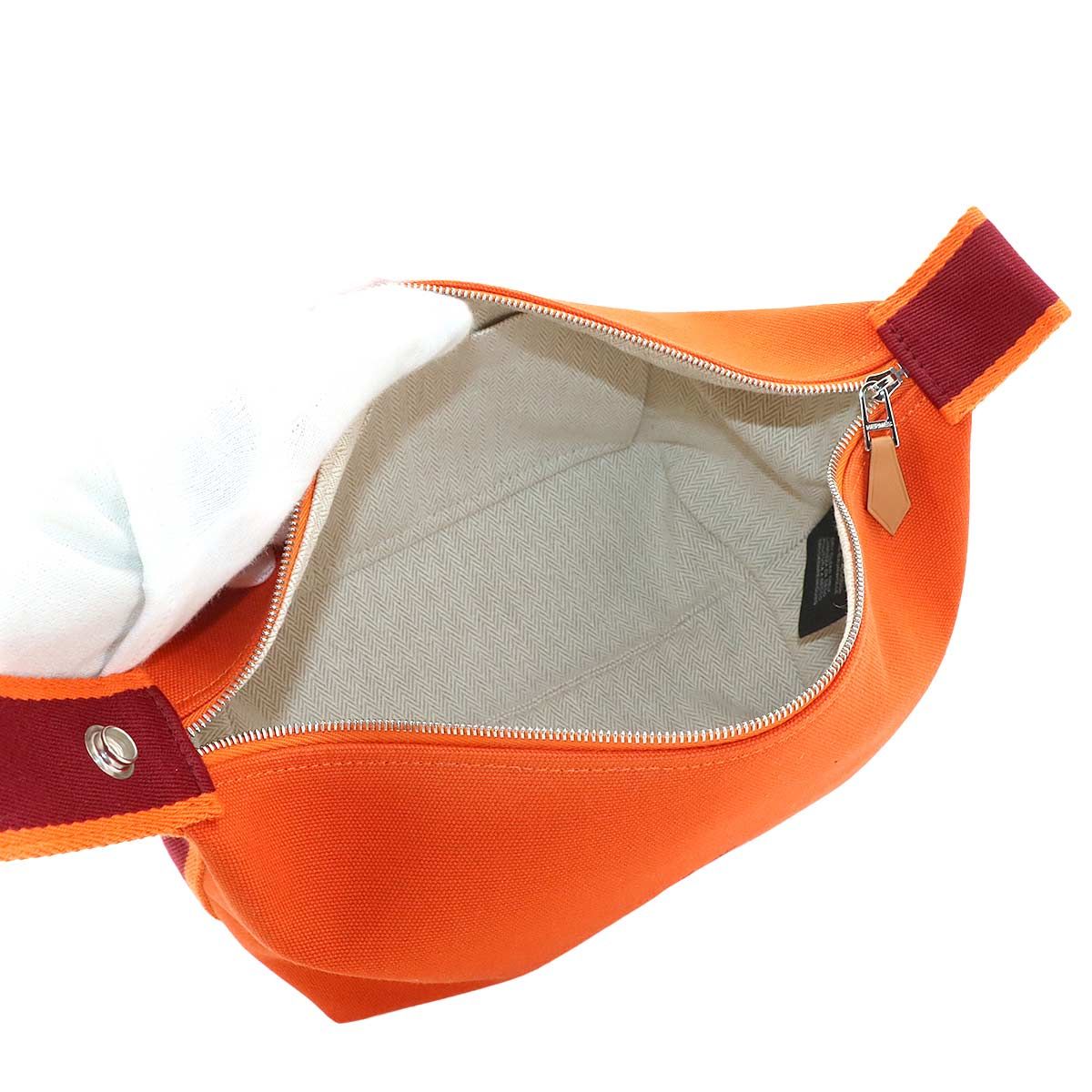 Hermes Bride-a-Brac PM Hand Bag Toile Ash Orange Rouge — view 7