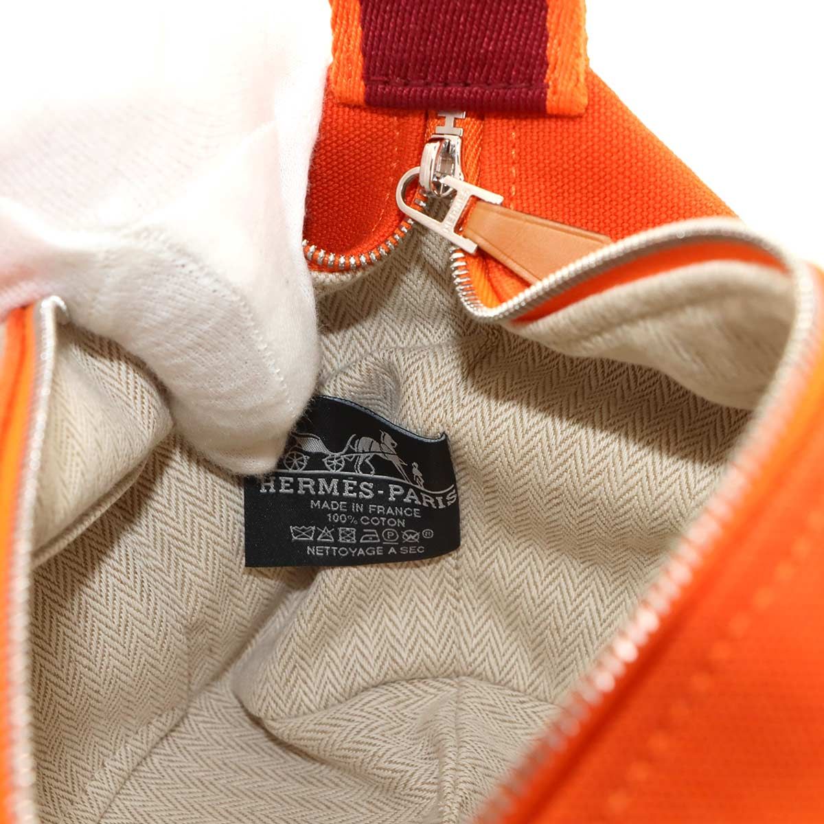 Hermes Bride-a-Brac PM Hand Bag Toile Ash Orange Rouge — view 8