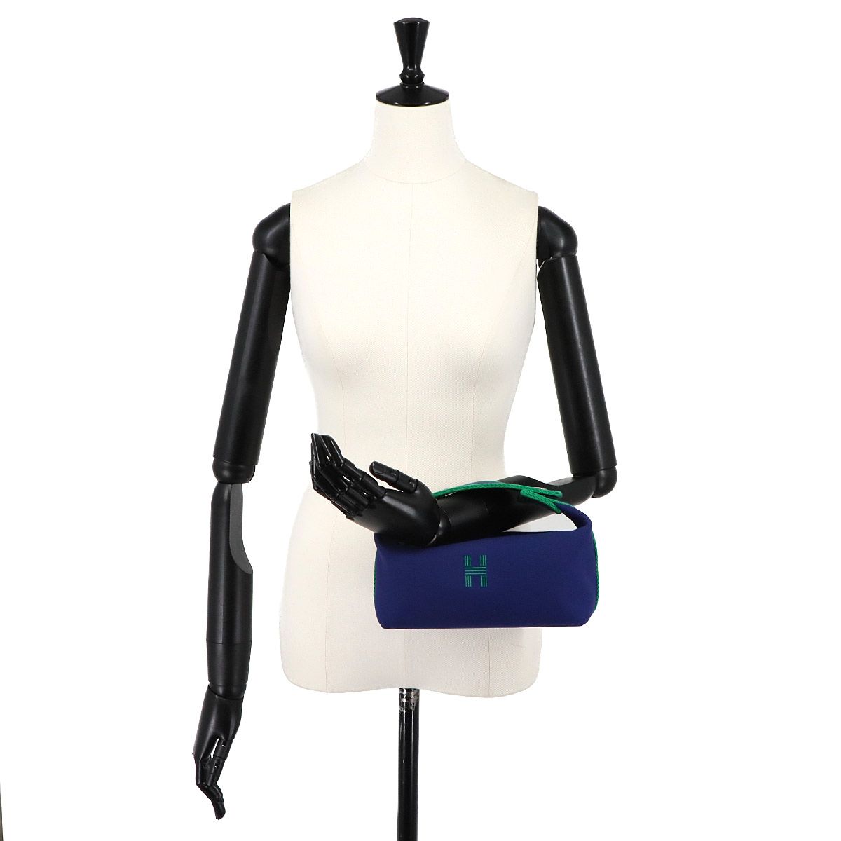 Hermes Bride-a-Brac PM Hand Bag Toilet Ash Blue Marine Green Silver — view 9