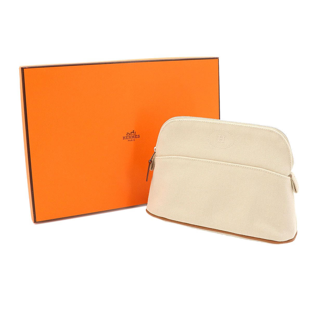 Hermes Bolide Pouch 20 Mini Cotton Canvas Natural Silver — view 2