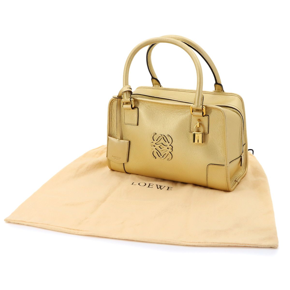 Loewe Amazona 28 Hand Bag Leather Gold 339.70.780 — view 2