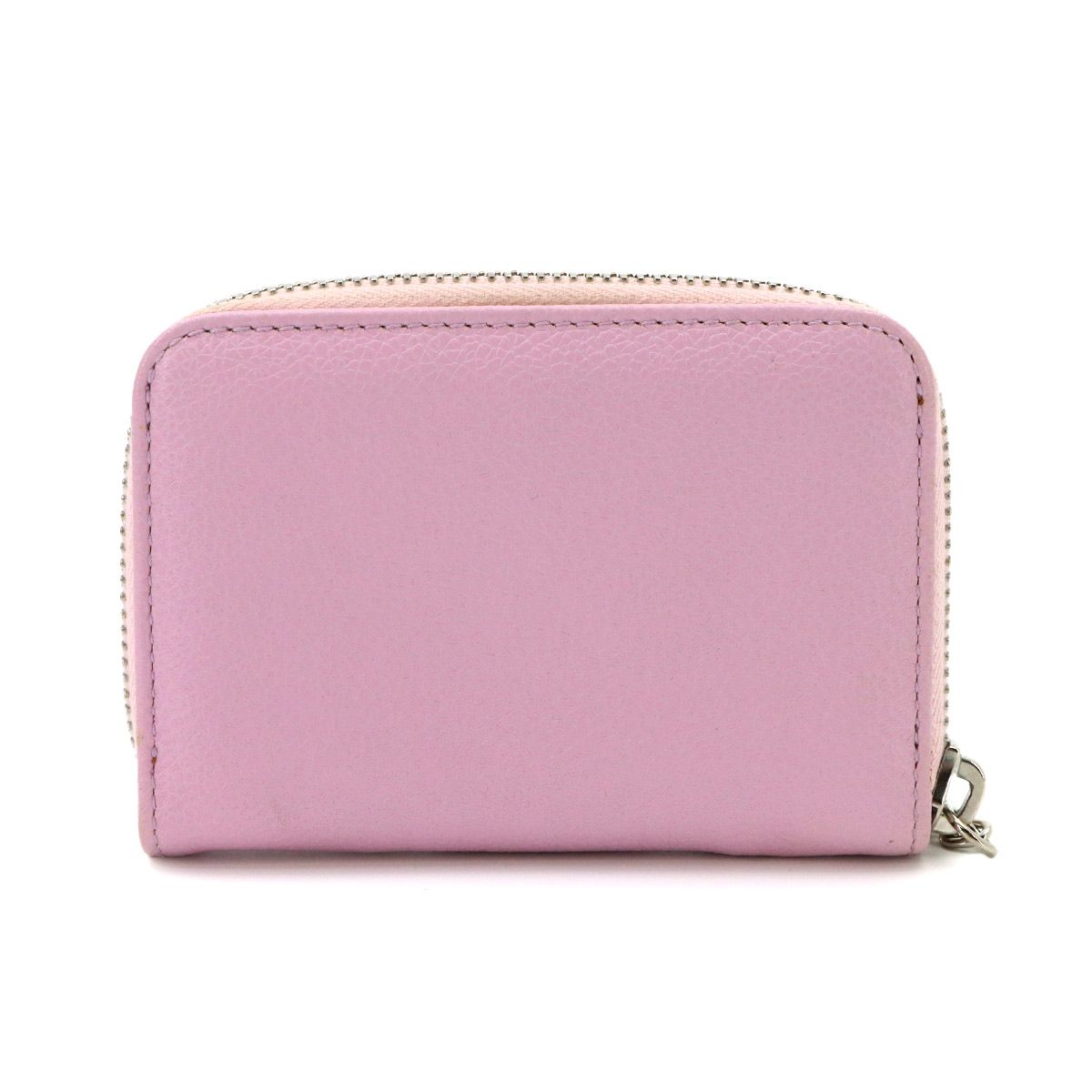 Bvlgari Coin Case Leather Pink Silver Purse — view 2