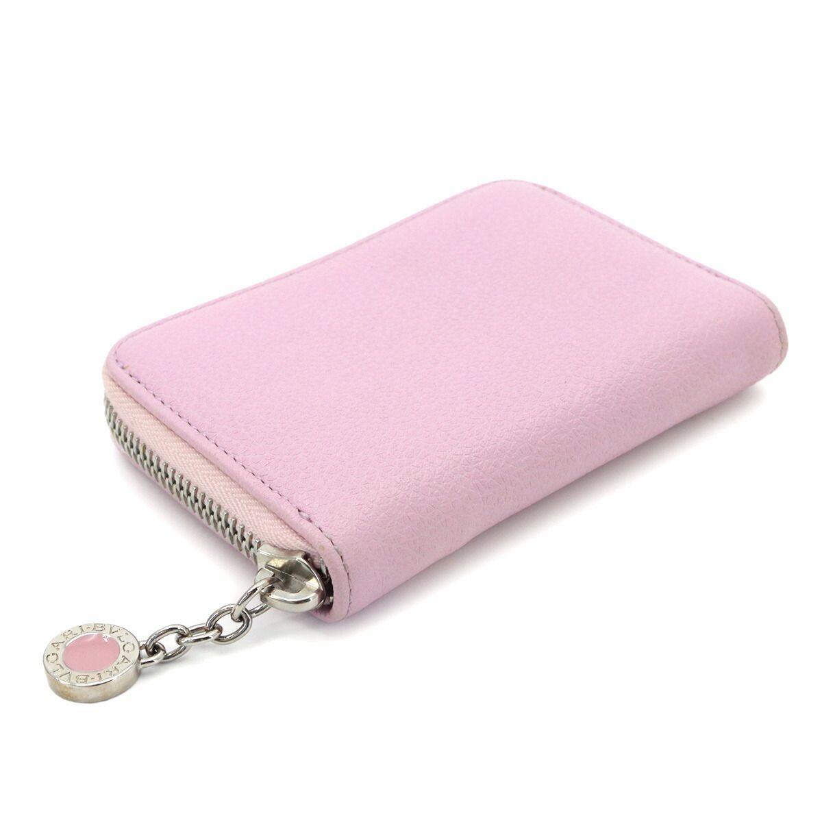 Bvlgari Coin Case Leather Pink Silver Purse — view 3