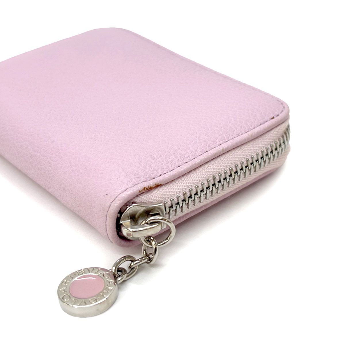 Bvlgari Coin Case Leather Pink Silver Purse — view 5