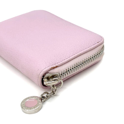 Bvlgari Coin Case Leather Pink Silver Purse — view 5