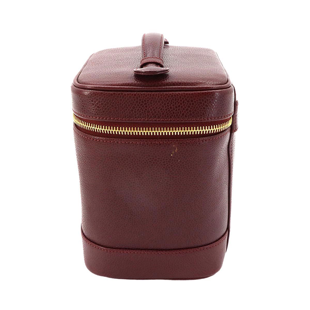 Chanel Vanity Hand Bag Caviar Leather Bordeaux CC Logo Gold — view 7