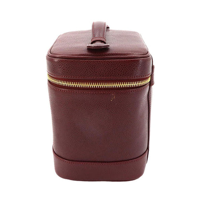 Chanel Vanity Hand Bag Caviar Leather Bordeaux CC Logo Gold — view 7