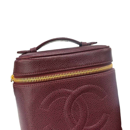 Chanel Vanity Hand Bag Caviar Leather Bordeaux CC Logo Gold — view 8
