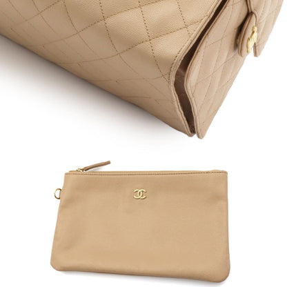 Chanel 25 Small Shoulder Bag Caviar Leather Beige Gold — view 9