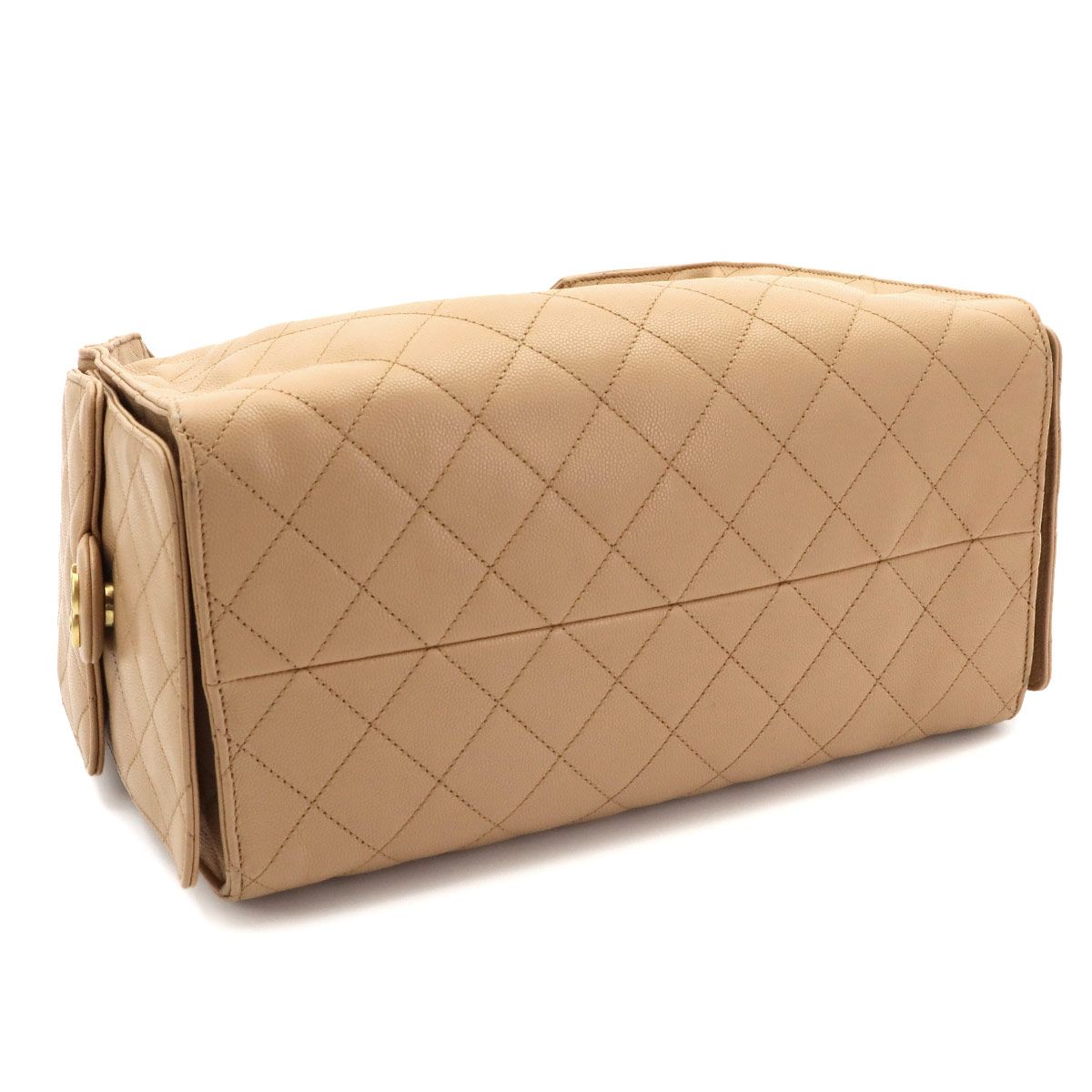 Chanel 25 Small Shoulder Bag Caviar Leather Beige Gold — view 5