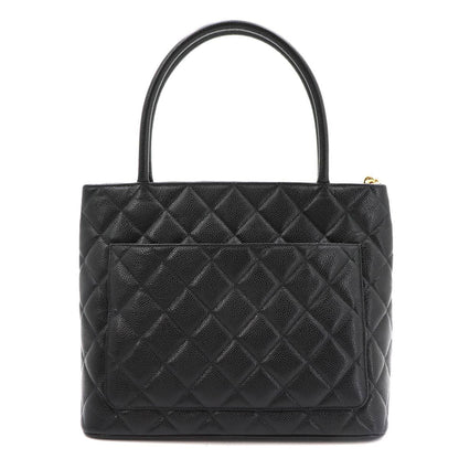 Chanel Medallion Tote Caviar Leather Black Gold Vintage — view 3