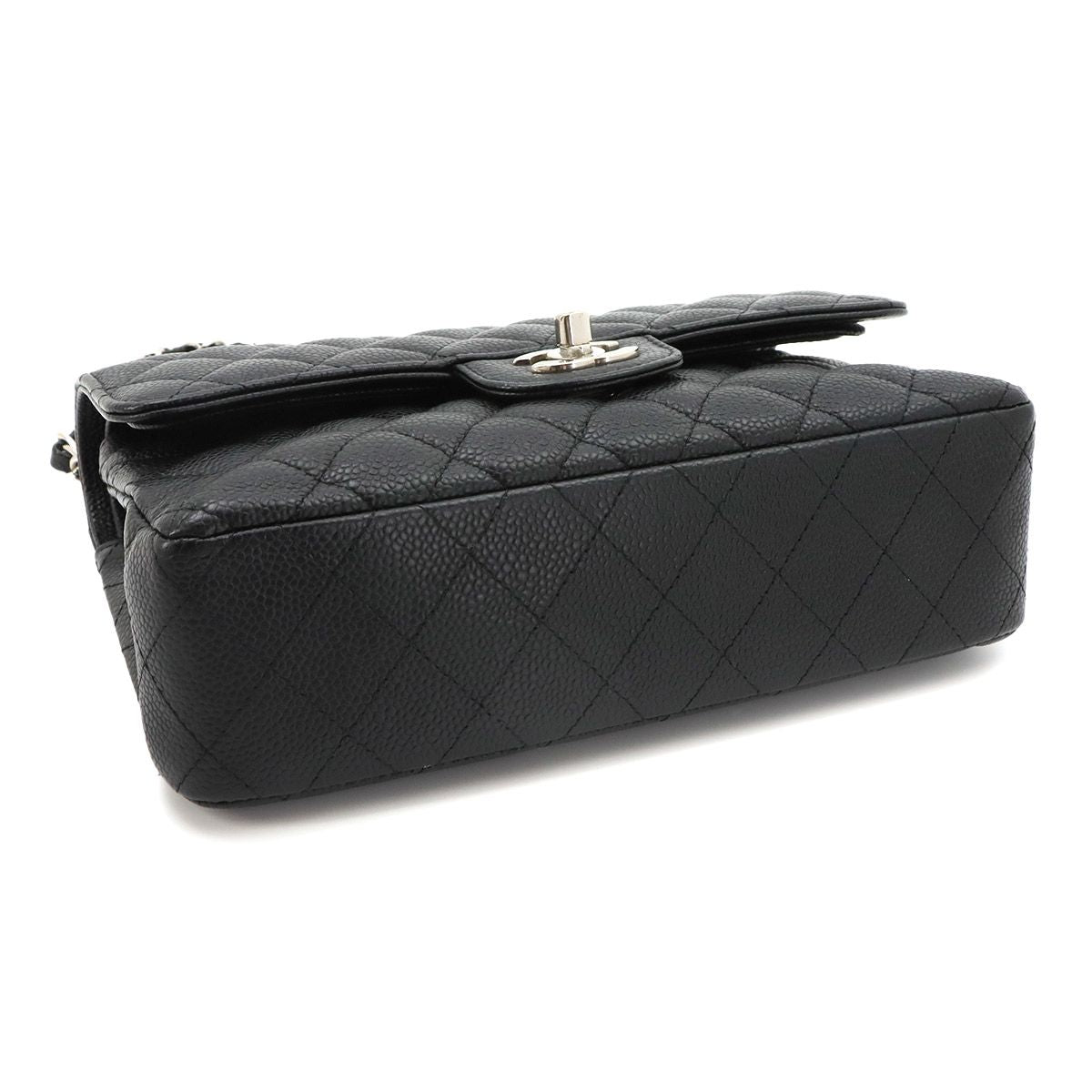 Chanel Quilted 23 Chain Shoulder Bag Caviar Leather Black Silver — view 5