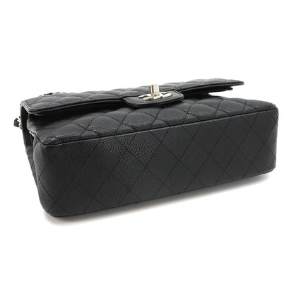 Chanel Quilted 23 Chain Shoulder Bag Caviar Leather Black Silver — view 5