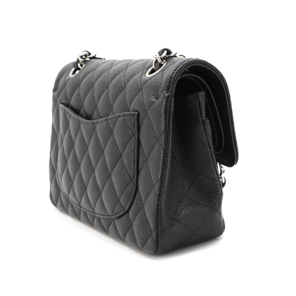 Chanel Quilted 23 Chain Shoulder Bag Caviar Leather Black Silver — view 4