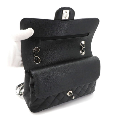Chanel Quilted 23 Chain Shoulder Bag Caviar Leather Black Silver — view 7