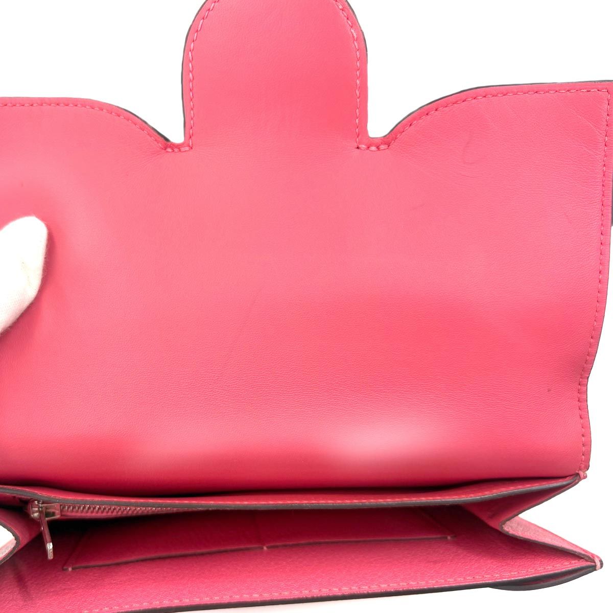 Hermes Portfolio Wallet Bifold Chevre Pink Silver — view 6