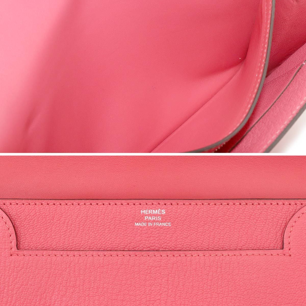 Hermes Portfolio Wallet Bifold Chevre Pink Silver — view 8