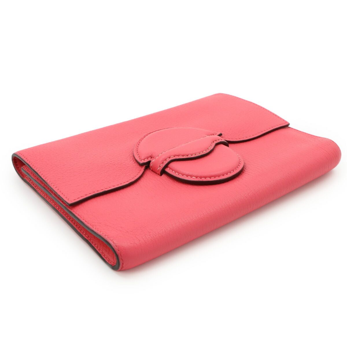 Hermes Portfolio Wallet Bifold Chevre Pink Silver — view 3