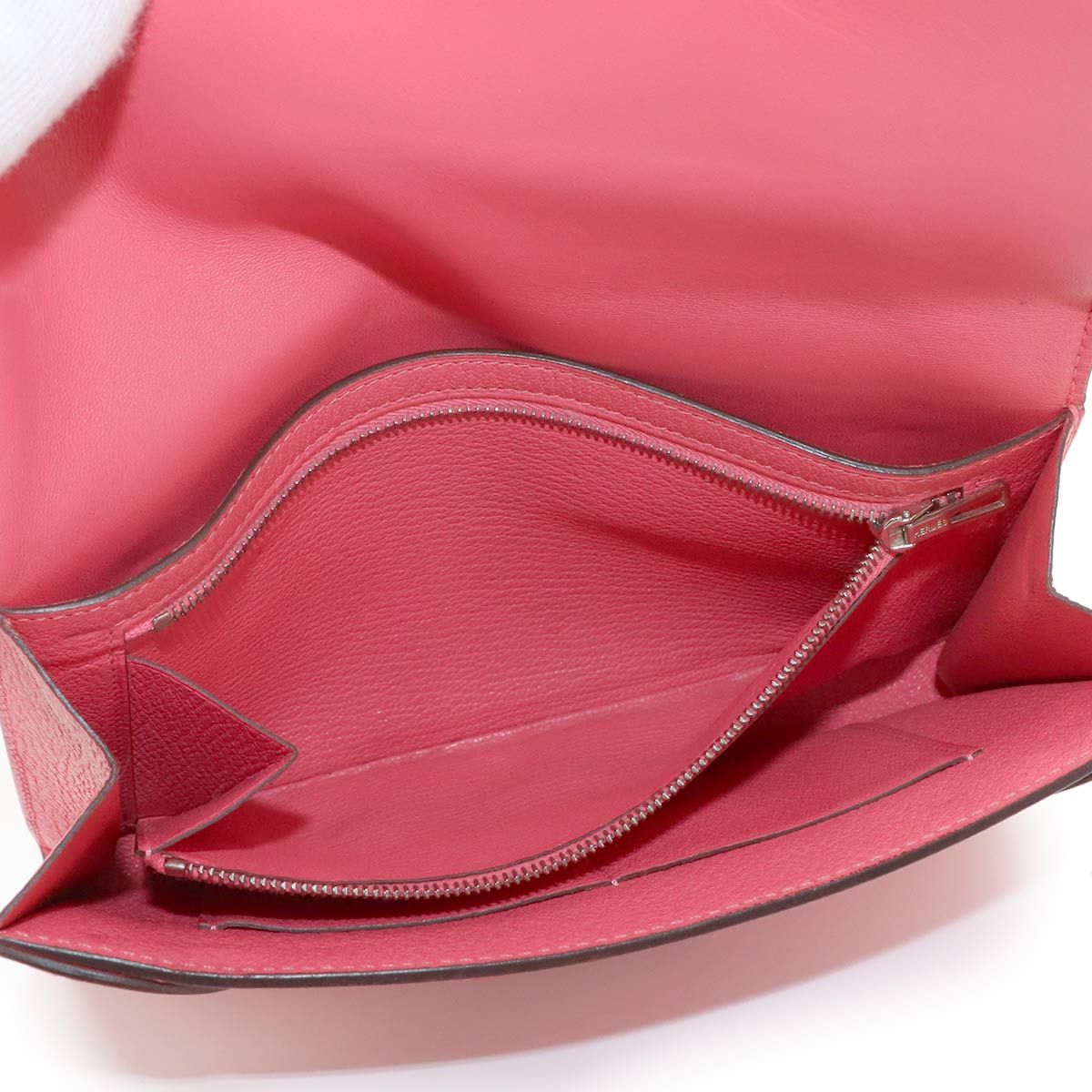 Hermes Portfolio Wallet Bifold Chevre Pink Silver — view 7