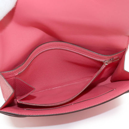 Hermes Portfolio Wallet Bifold Chevre Pink Silver — view 7